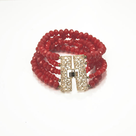 Bracciale I ROSSI .013 fascia cristallo rosso e filigrana