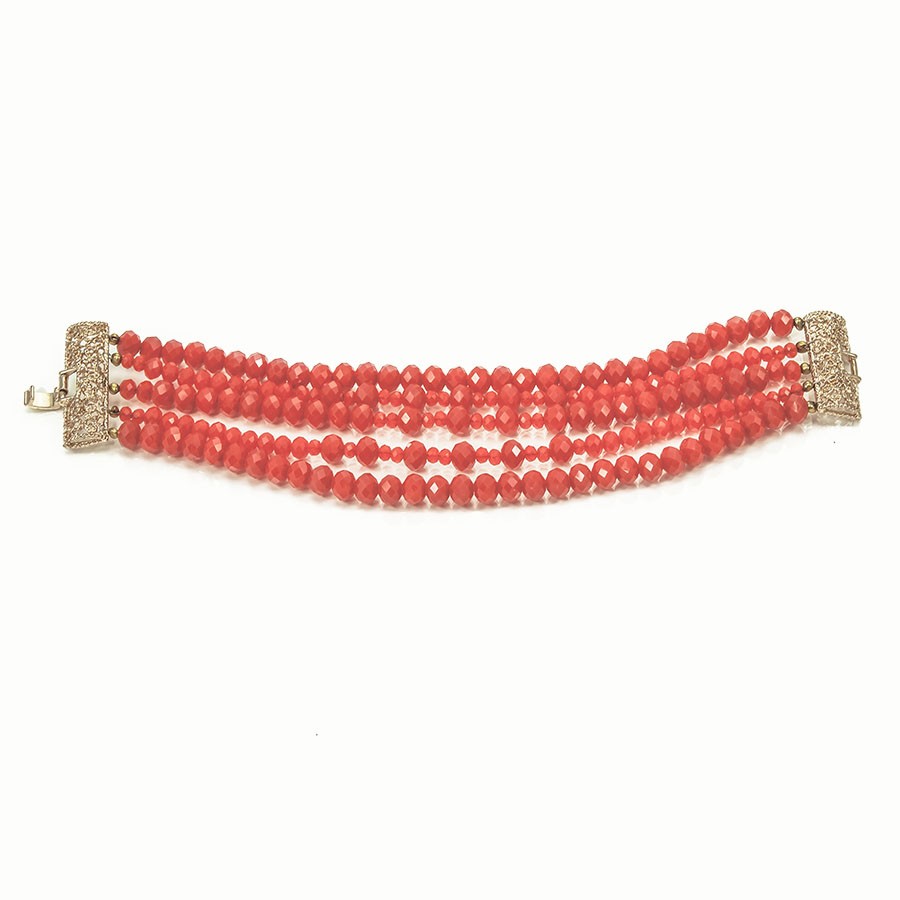 Bracciale I ROSSI .013 fascia cristallo rosso e filigrana