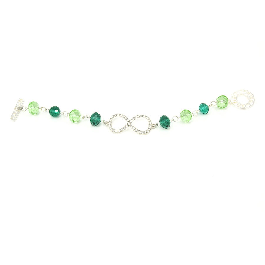 Bracciale OUTLET .008 I CRISTALLI cristallo  verde e infinito metallo.