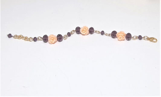 Bracciale LE ROSE .012 cristalli viola e rose.