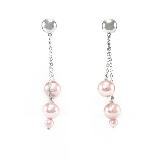 Orecchini LE PERLE .018 perle rosa sintetiche sospese