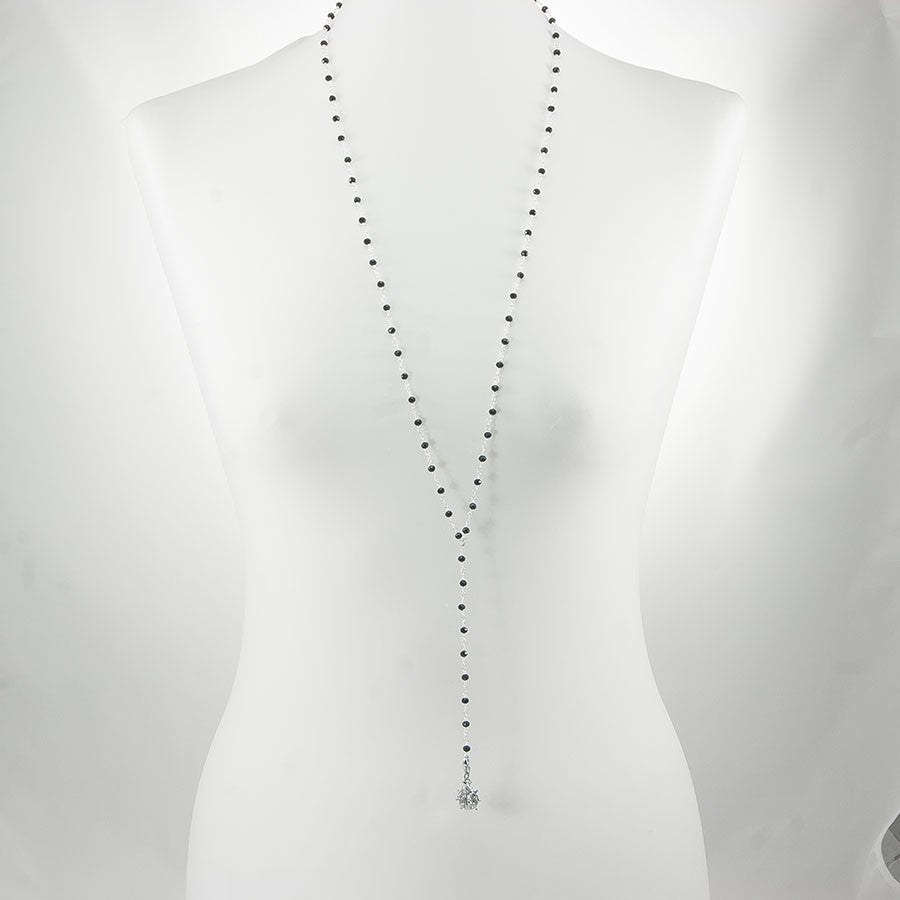 Collana HERMIONE Le Ragazze .016, catenelle, piccoli cristalli neri e ciondolino metallo.