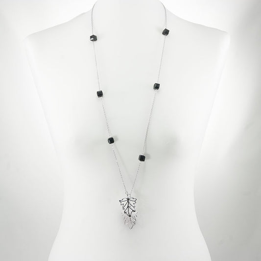 Collana HERMIONE Le Ragazze .002, catenella allungabile con cubi cristallo e foglie metallo.