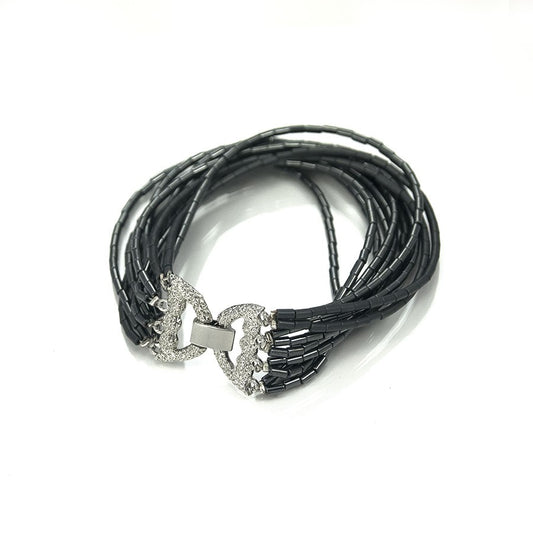 Bracciale I NERI .009 fascia tubetti hematite