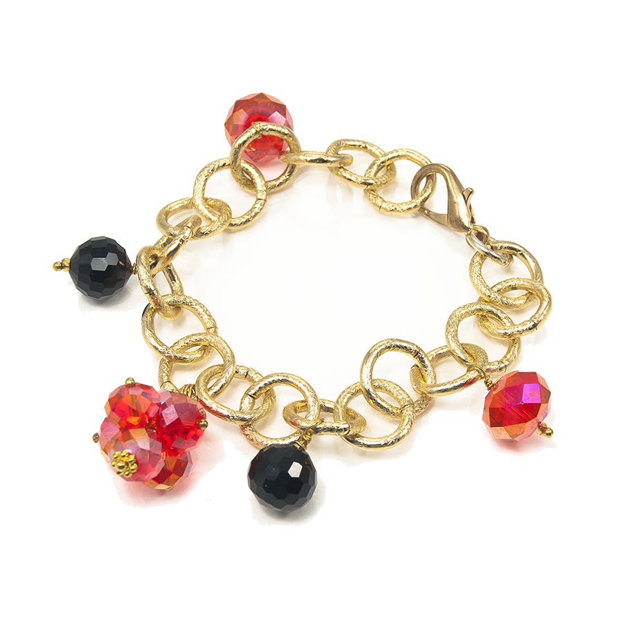 Bracciale I CRISTALLI .045 ciondolini cristalli rosso.