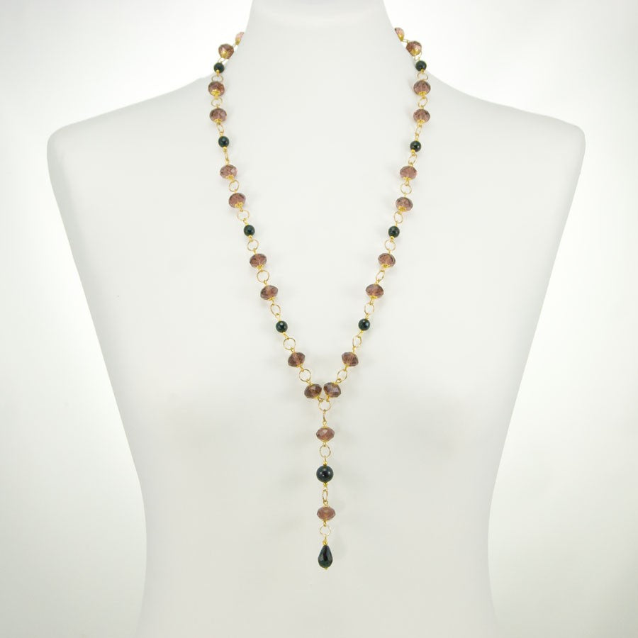 Collana I CRISTALLI .008,  cristalli color cipolla e perle onice.