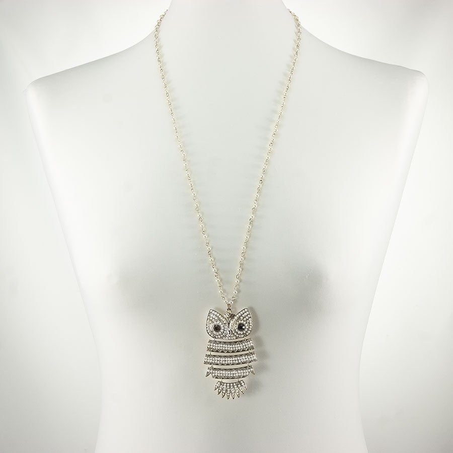 Collana HERMIONE Le Ragazze .012 piccolissime perline, ciondolo metallo dorato snodato gufetto.