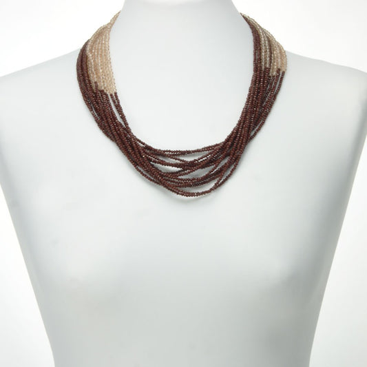 Collana I CRISTALLI .002 collier di piccoli cristalli alternati bordeaux e champagne.
