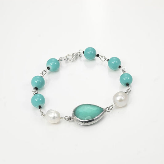 Bracciale SOPHIA .007 perle barocche e pasta turchese.