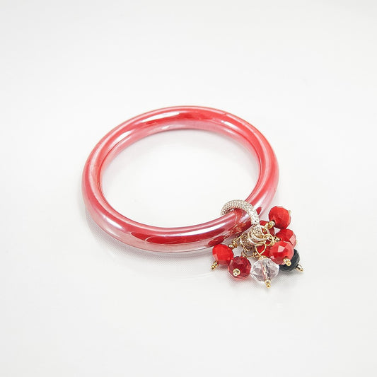 Bracciale I ROSSI .014  cerchio vetro soffiato rosso e ciondolino.
