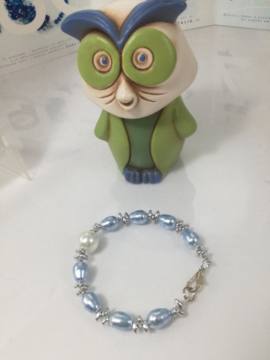 Bracciale LE PERLE .026 perline azzurre.