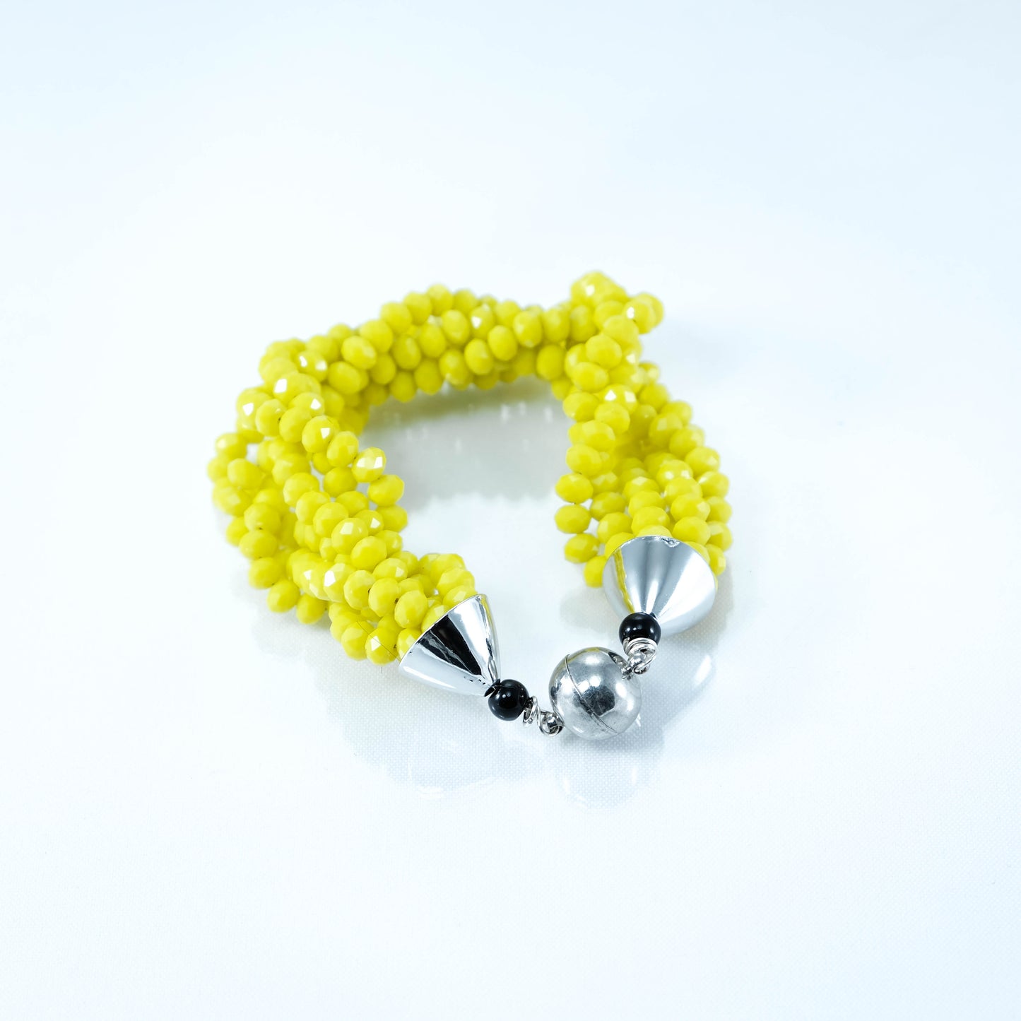 Collana OUTLET SOPHIA i colori .023 Girocollo cristalli gialli intrecciati con fiocchetto cristalli blu.