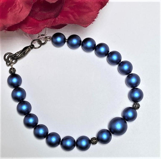 Bracciale LE PERLE .028 perle blu Swarovsky.