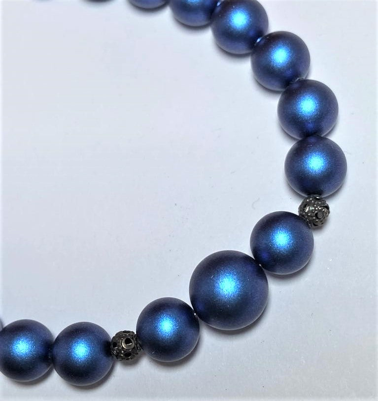 Bracciale LE PERLE .028 perle blu Swarovsky.