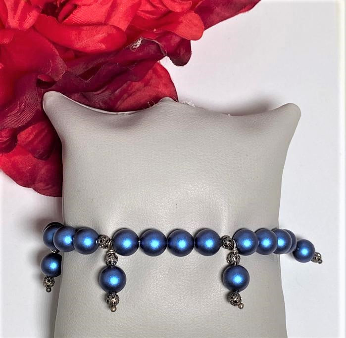 Bracciale LE PERLE .029 perle blu Swarovsky.