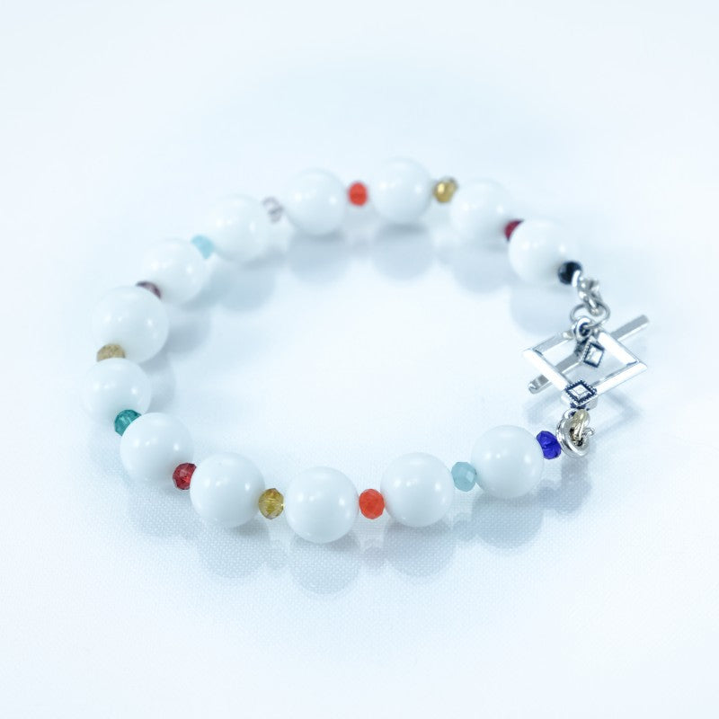 Collana SOPHIA i colori .011  lungo filo perle agata misura a scalare e intermezzi cristallini colorati.